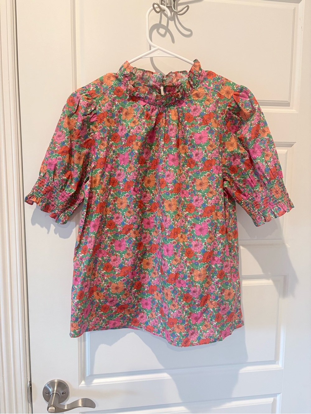 J.Crew x Liberty London Floral Ruffle Neck Smocked Sleeve Top | Size Small NWT - Picture 2 of 5